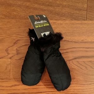 Eddie Bauer Sun Valley Black Down Mittens S NWT